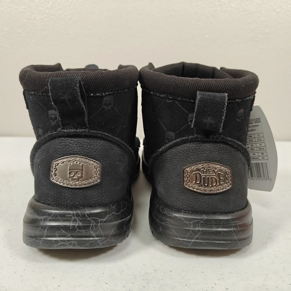 Hey Dude x Jelly Roll Bradley Suede Boots Men's Size 12 Black Skull Print